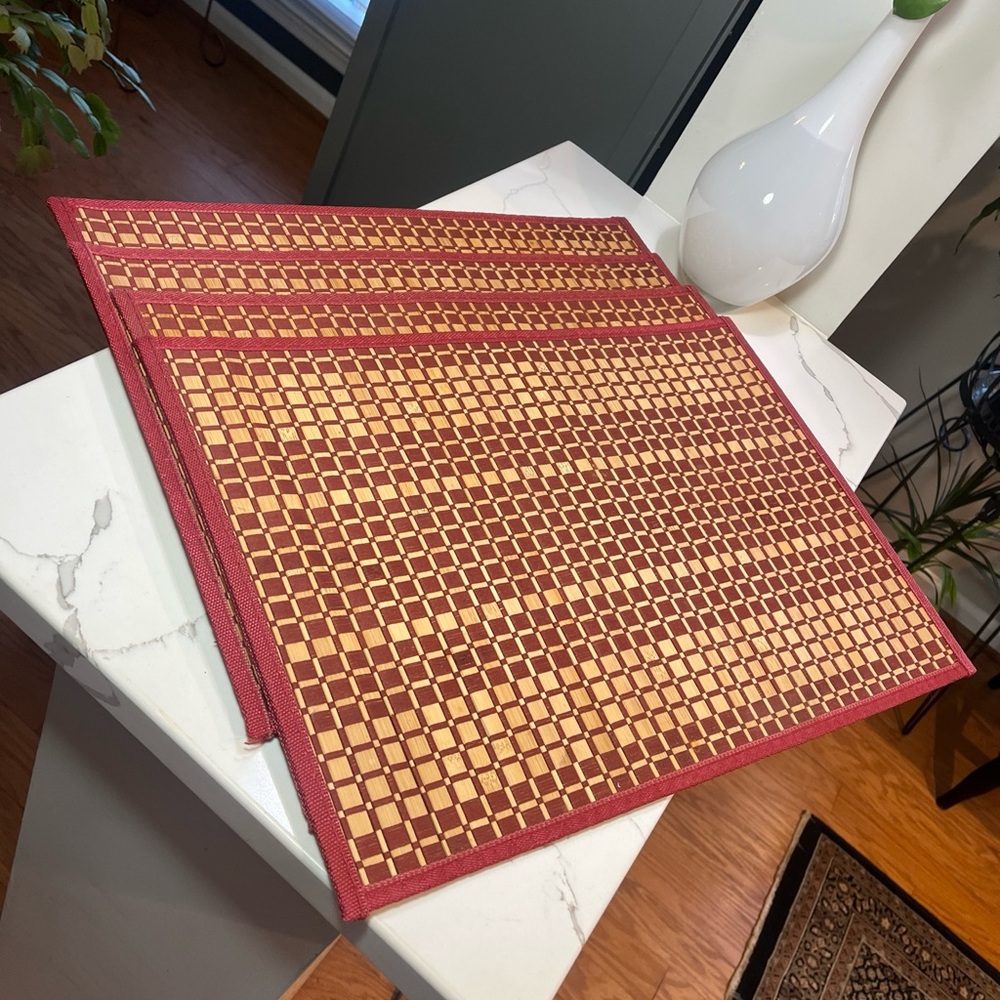 Sonoma Bamboo Placemats~ Set/4~Rust~ 19”x13”~EUC